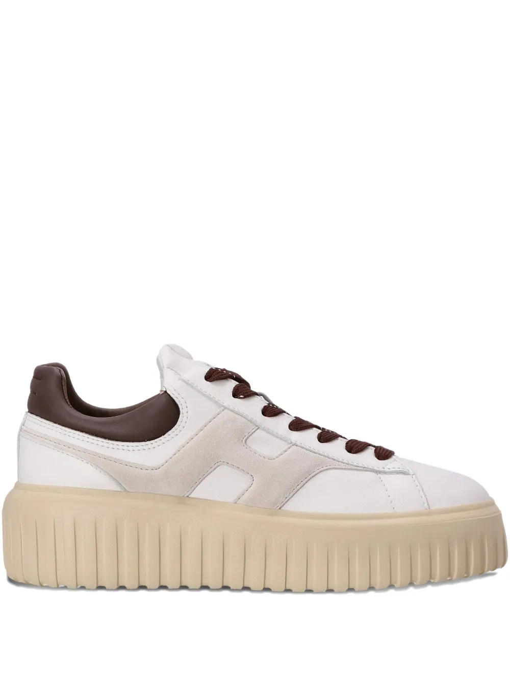 Hogan H-stripes Leather Platform Sneakers In White