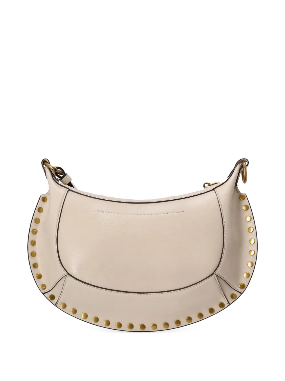 ISABEL MARANT Oskan Moon crescent-shaped studded shoulder bag Beige