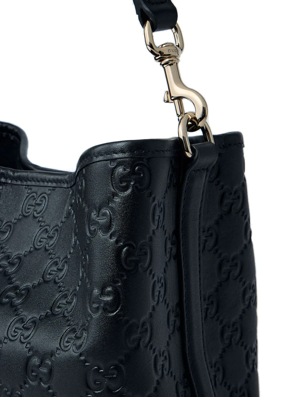 Gucci small GG Emblem leather tote bag Zwart