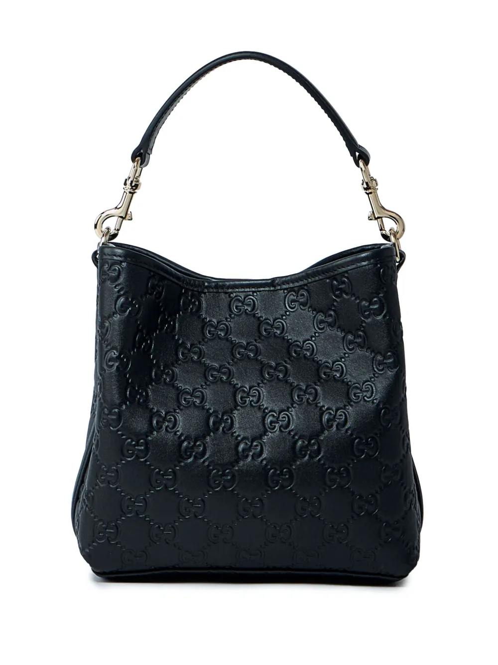 Gucci small GG Emblem leather tote bag Zwart