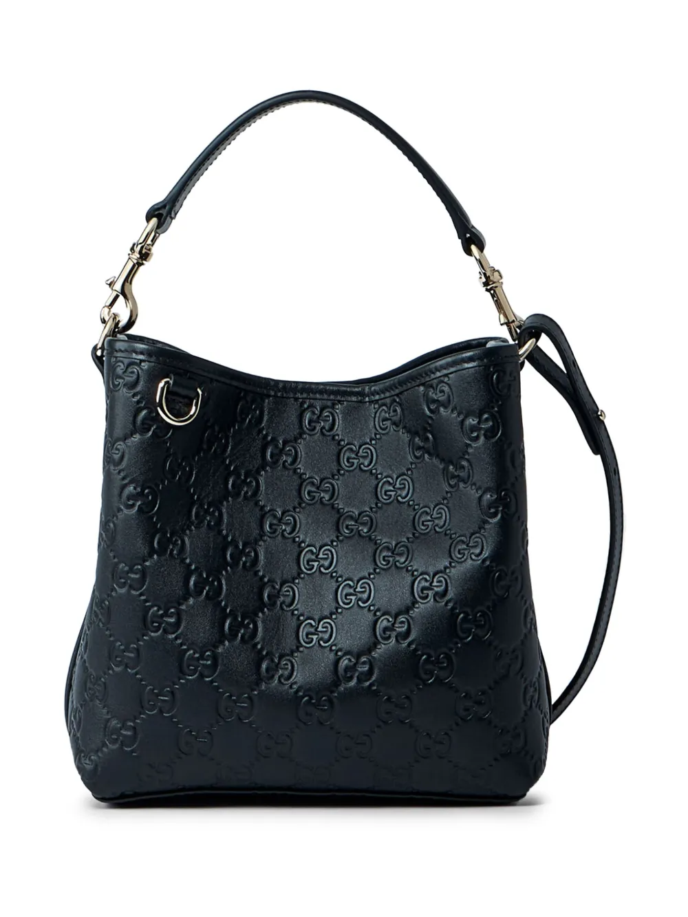 Gucci small GG Emblem leather tote bag Zwart
