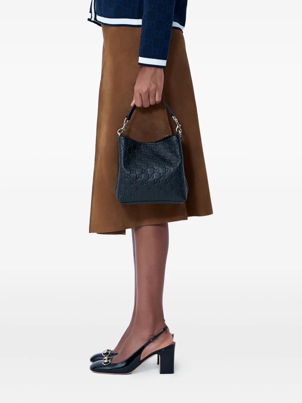 Gucci GGエンブレム レザーハンドバッグ S - ブラック Gucci GGエンブレム レザーハンドバッグ S - ブラック