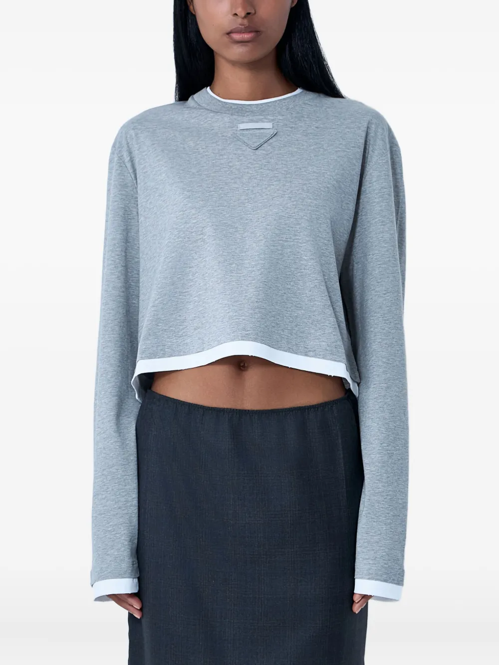 Prada triangle-patch crop top - Grigio