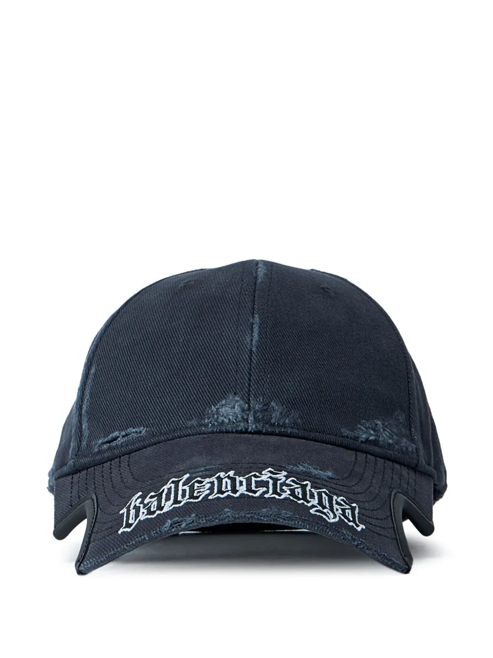 Balenciaga Logo-motif Frayed-brim Baseball Cap In Black