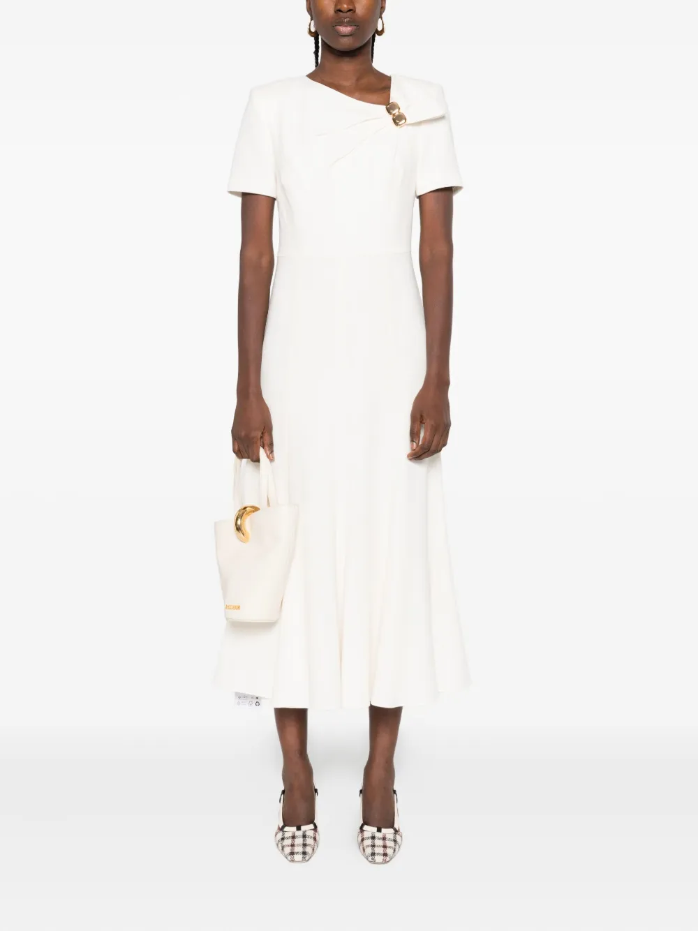 Roland Mouret Geplooide midi-jurk met geknoopt detail Beige