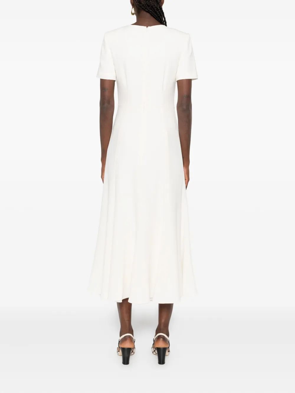 Roland Mouret Geplooide midi-jurk met geknoopt detail Beige
