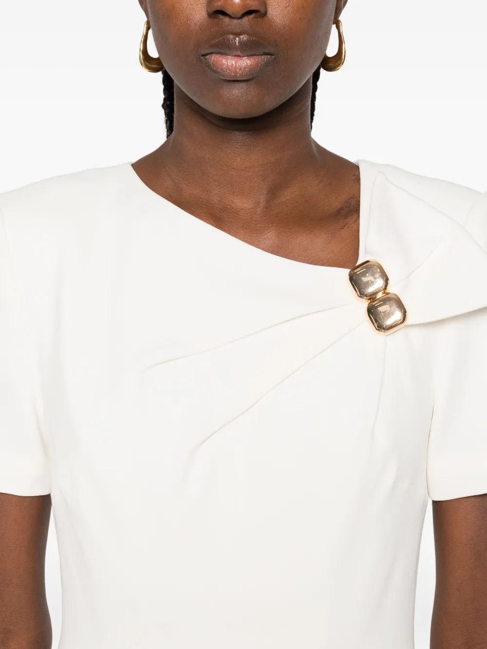 Roland Mouret Geplooide midi-jurk met geknoopt detail Beige
