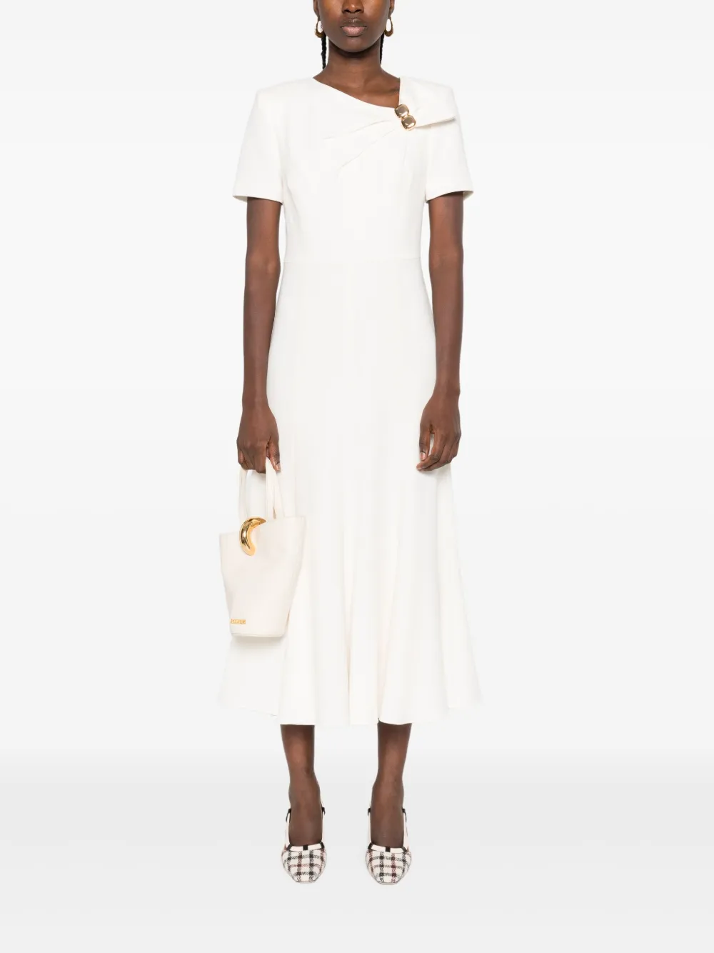 Roland Mouret Geplooide midi-jurk met geknoopt detail - Beige
