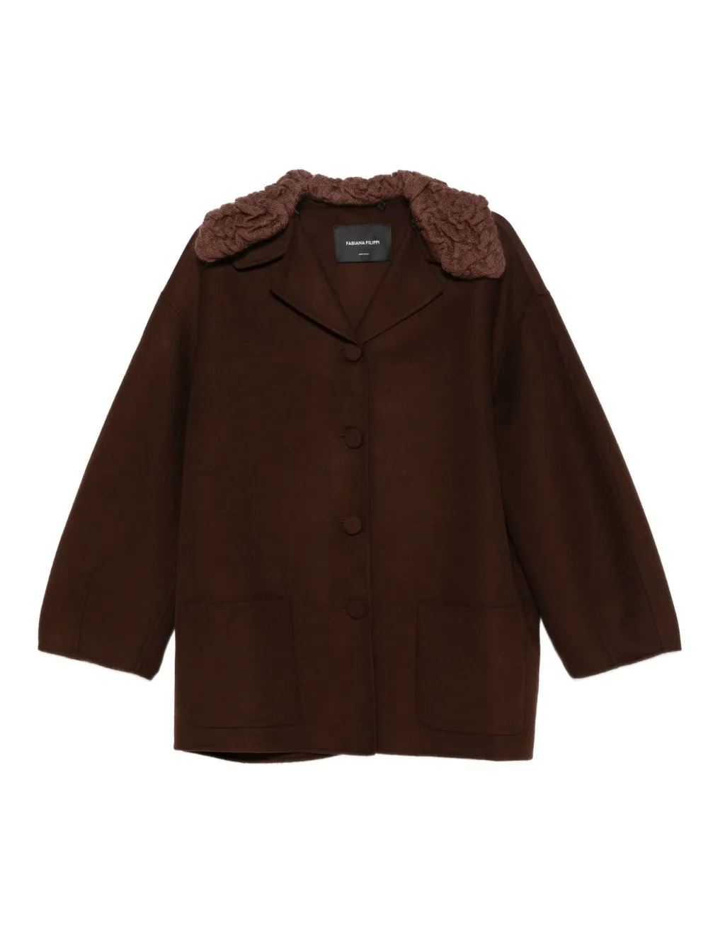 Fabiana Filippi Jack met knopen en getextureerde kraag Bruin