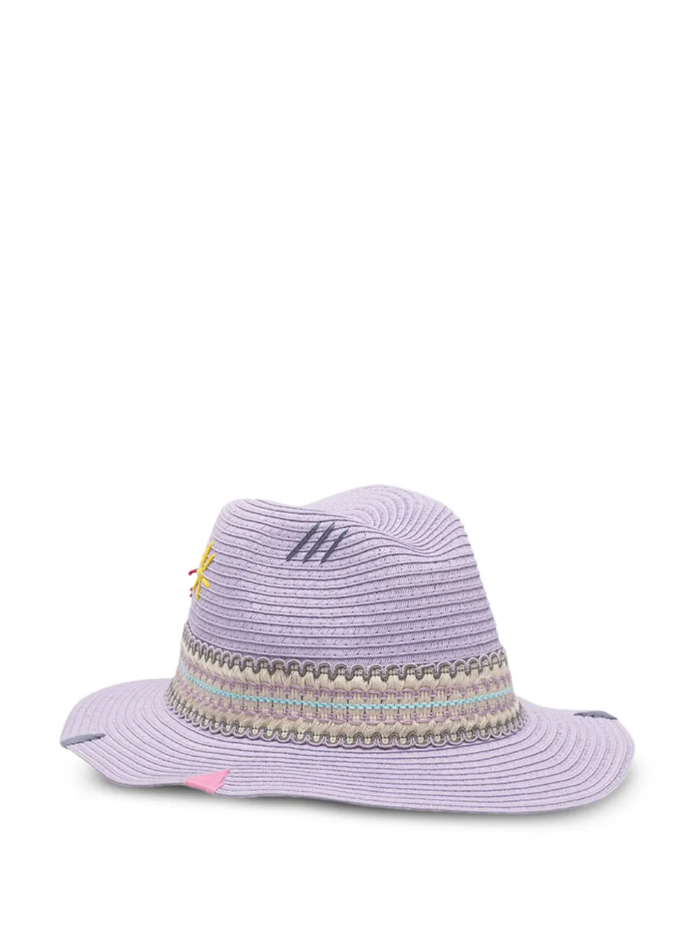 THE HAT GANG Happy paperhoed met borduurwerk - Paars