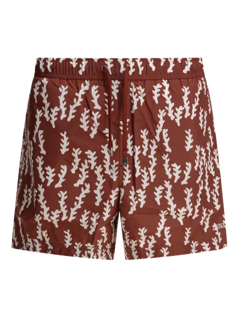 Zegna shorts de playa con hojas estampadas