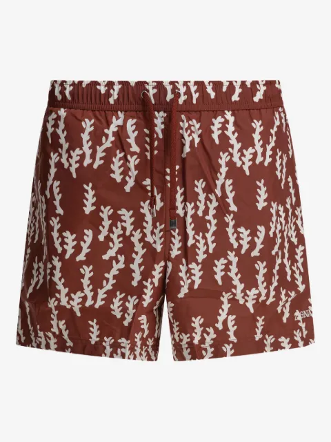 Zegna leaf-print swim shorts