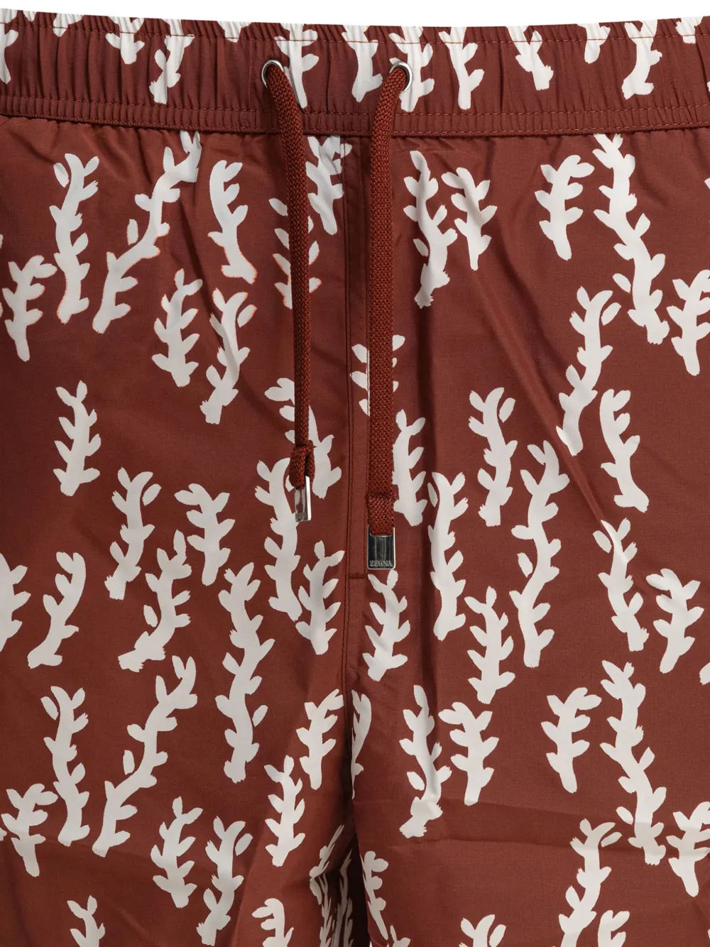 Zegna Zwembroek met bladerprint Bruin