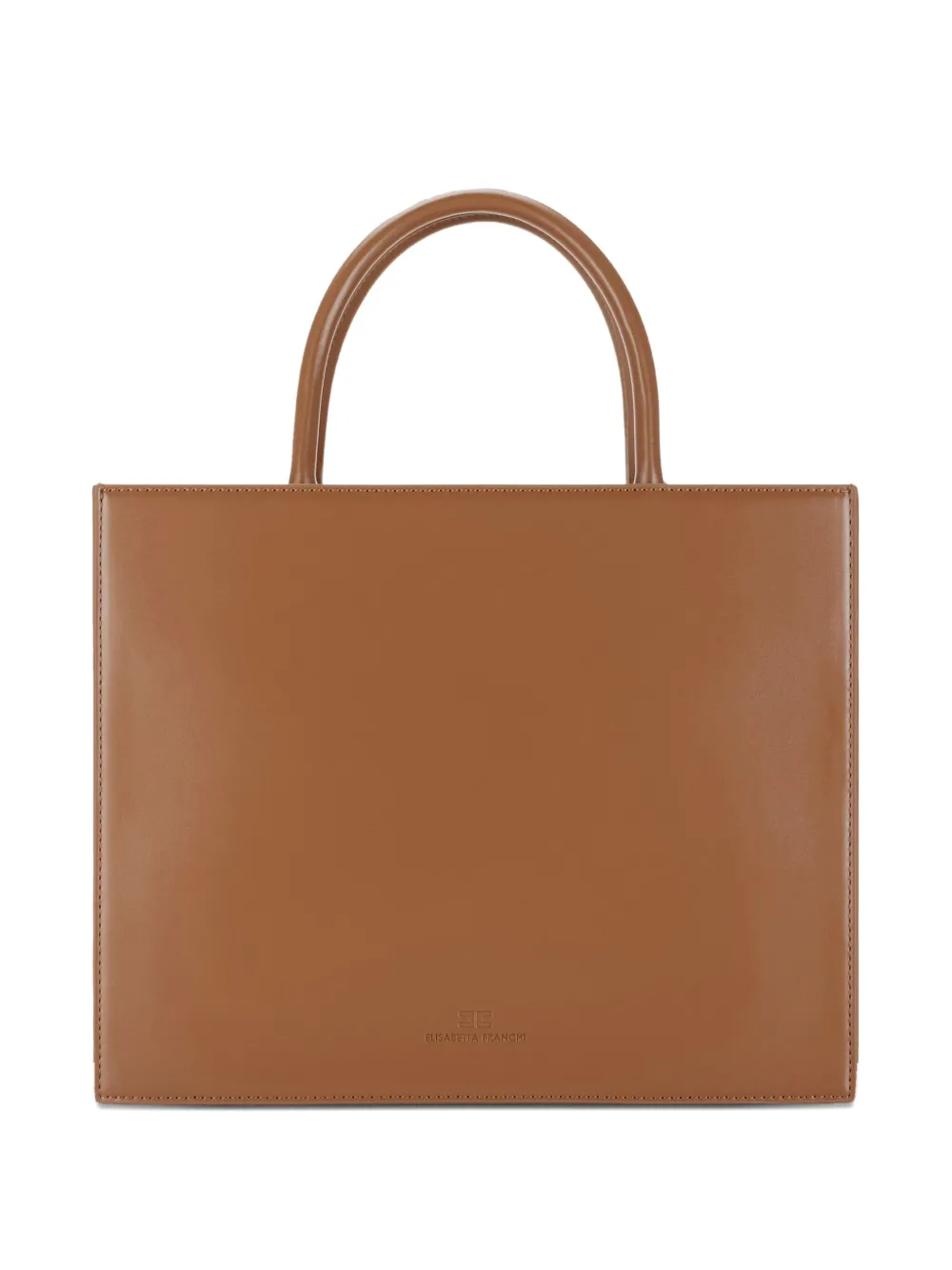 Elisabetta Franchi Leren shopper met logoplakkaat Bruin