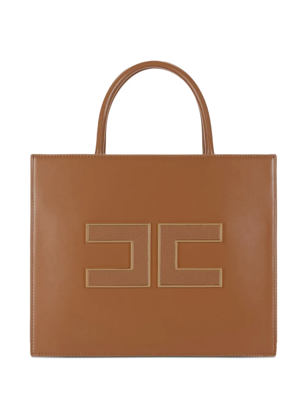Elisabetta Franchi logo-appliqué leather tote bag Bruin