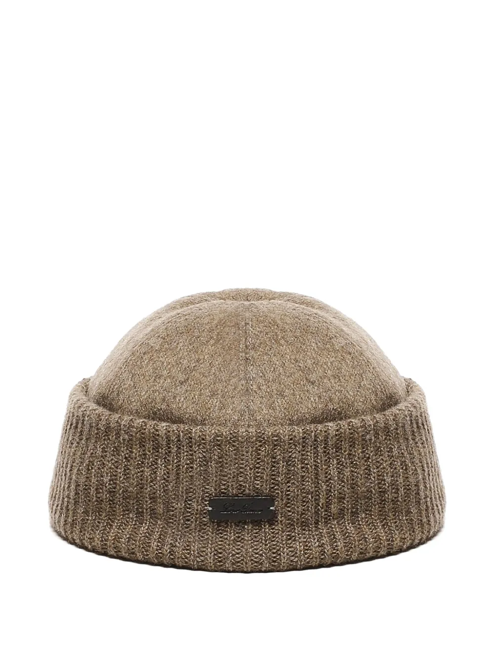 logo-plaque ribbed beanie