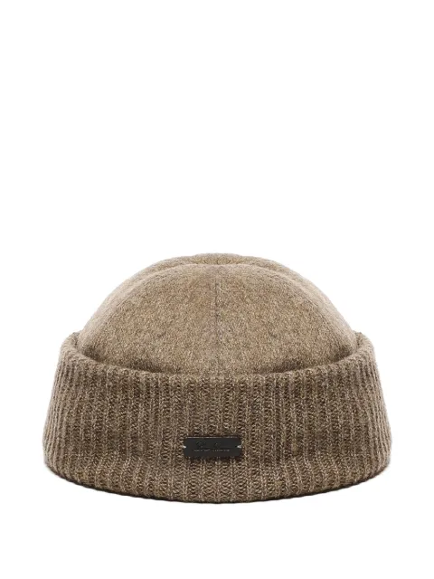 Loro Piana Gerippte Beanie mit Logo-Schild
