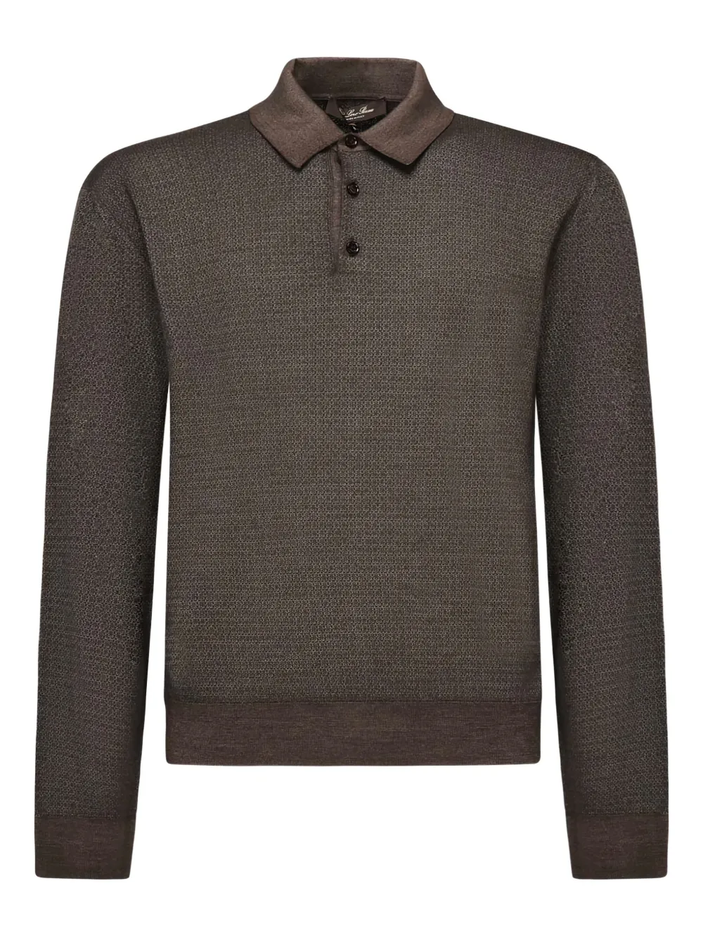 long-sleeve textured polo shirt
