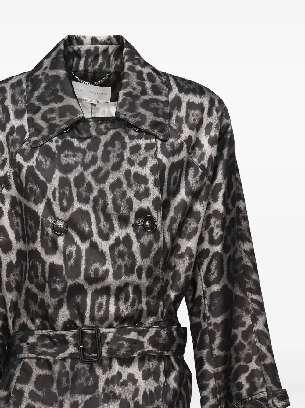 Stella McCartney leopard-print belted trench coat Grijs