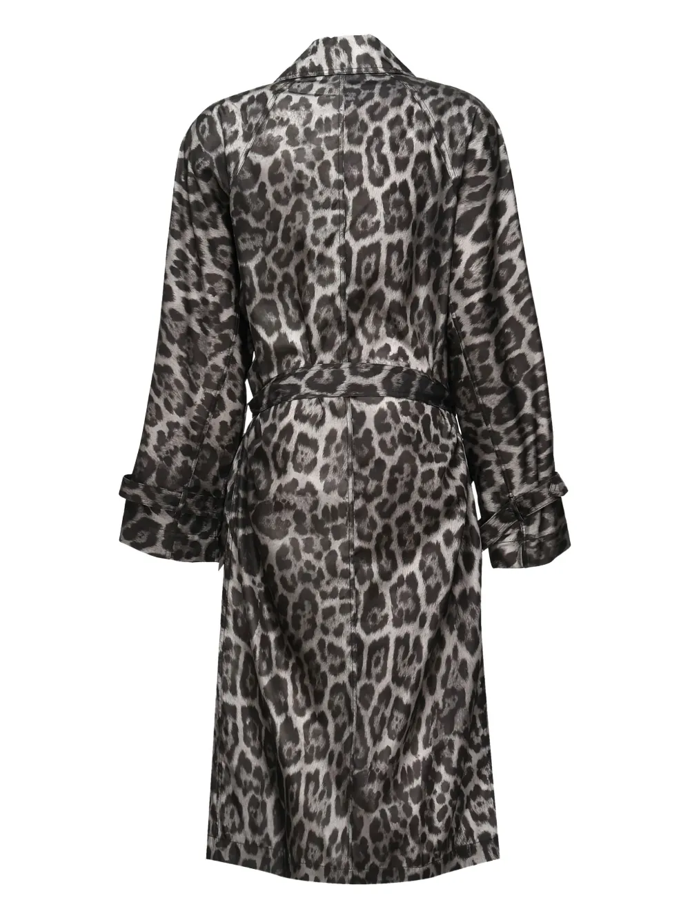 Stella McCartney leopard-print belted trench coat Grijs