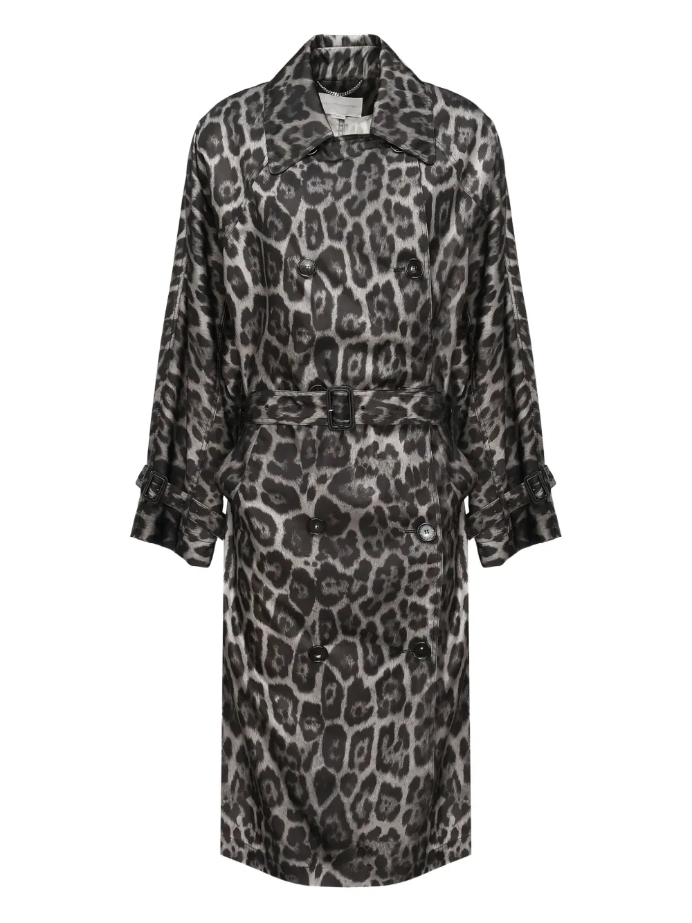 Stella McCartney leopard-print belted trench coat Grijs