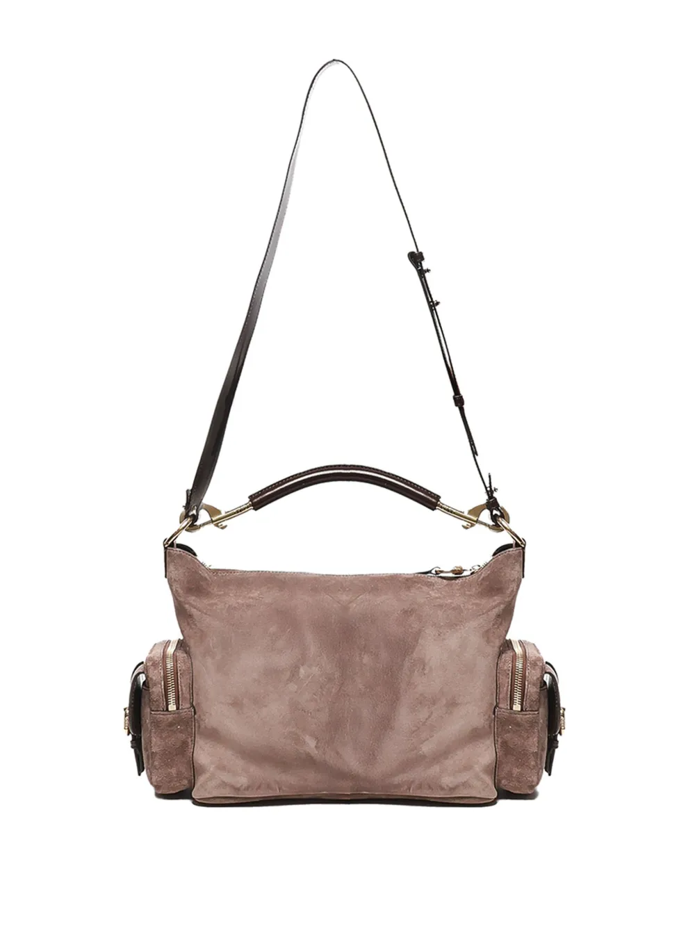 Chloé Suede Buckle Cross-body Bag In Neutral
