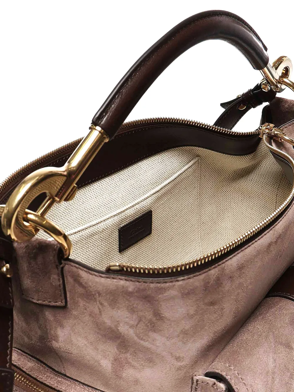 Chloé Suede Buckle Cross-body Bag In Neutral