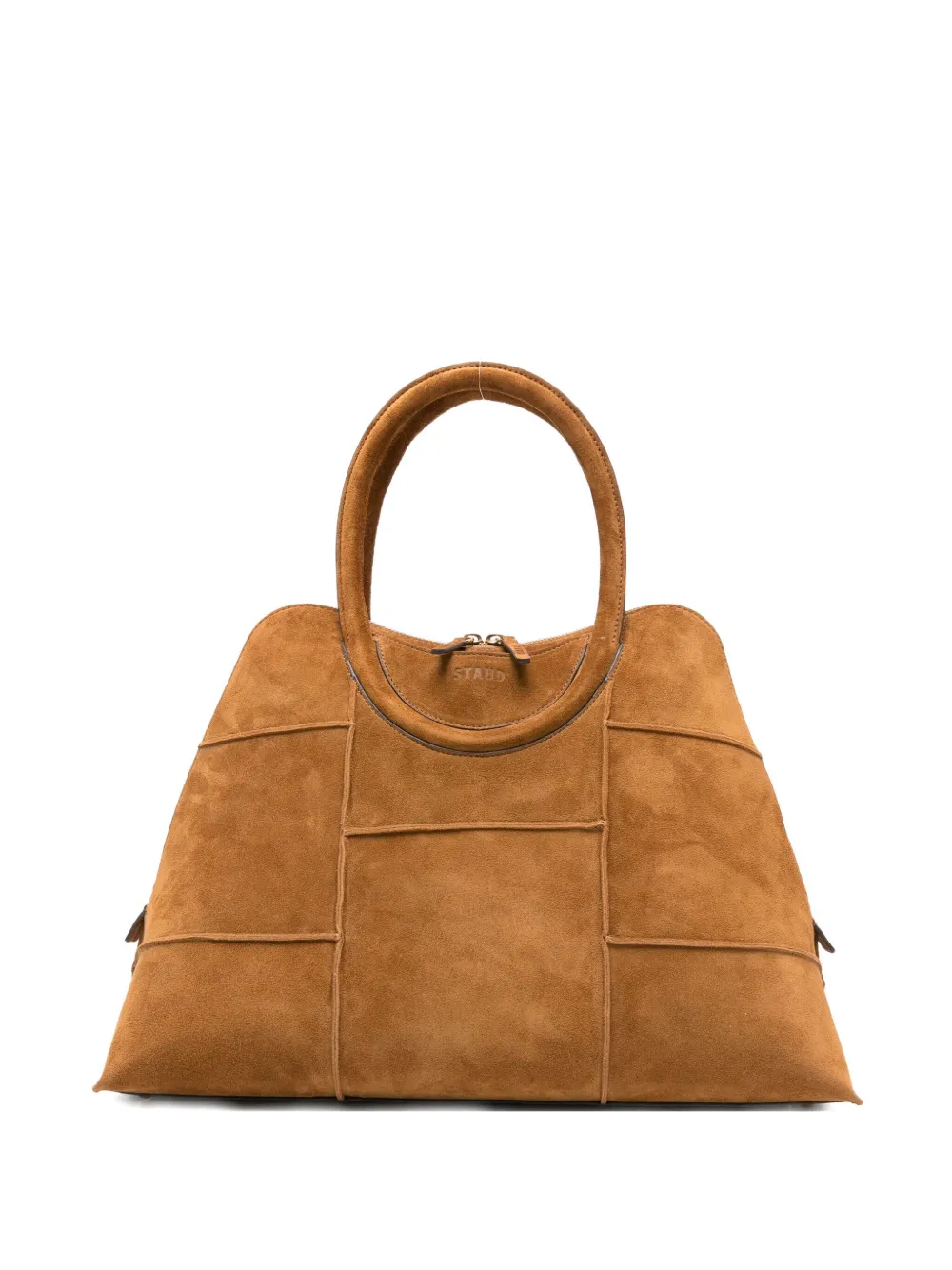 STAUD suede panelled tote bag Bruin