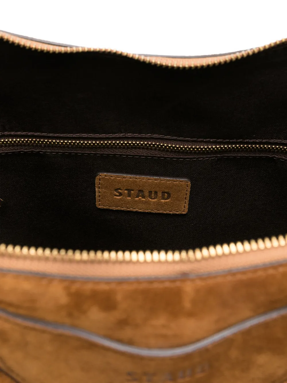 STAUD suede panelled tote bag Bruin