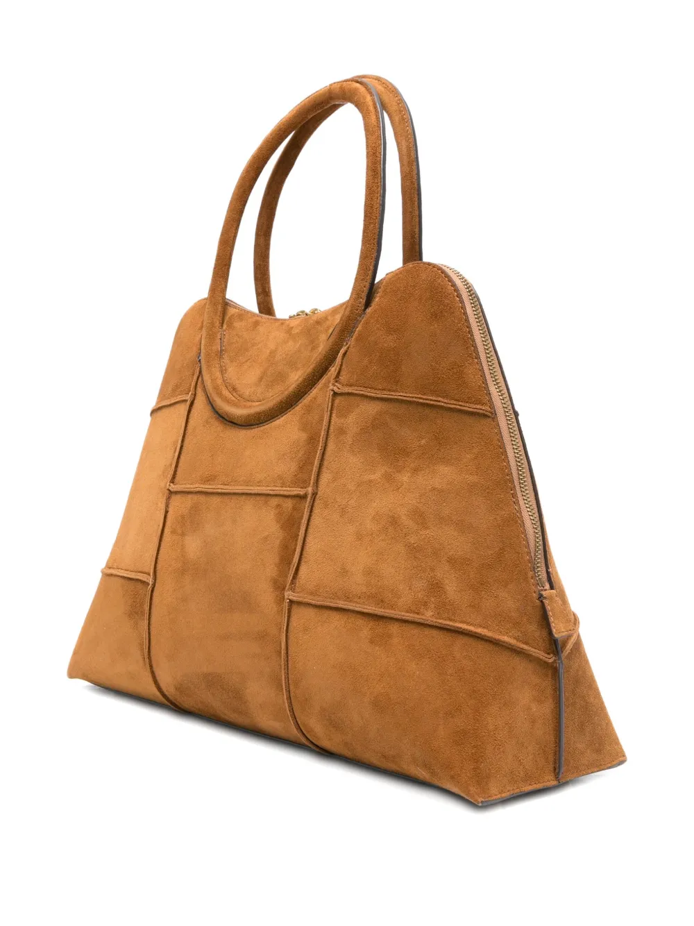 STAUD suede panelled tote bag Bruin