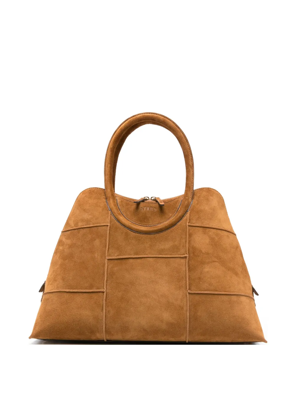 STAUD suede panelled tote bag Bruin