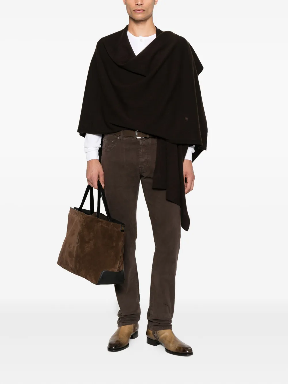 TOM FORD V-neck cashmere poncho Bruin