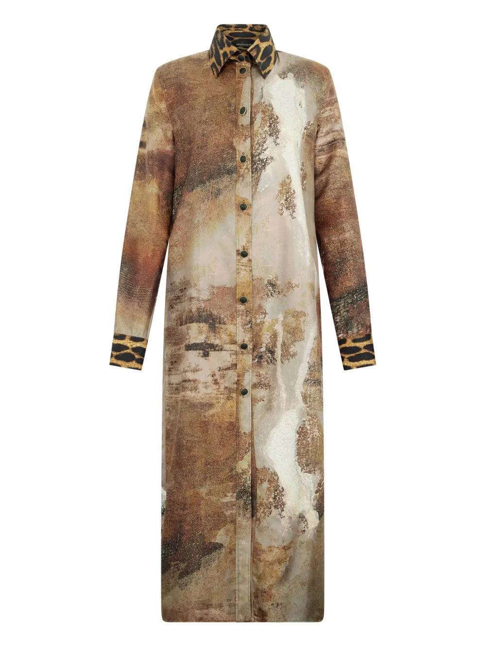 marble-print shirt dress