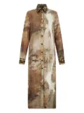 Roberto Cavalli marble-print shirt dress - Brown