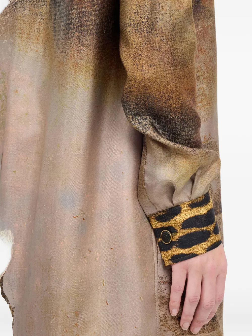 Roberto Cavalli Blousejurk met marmerprint Bruin