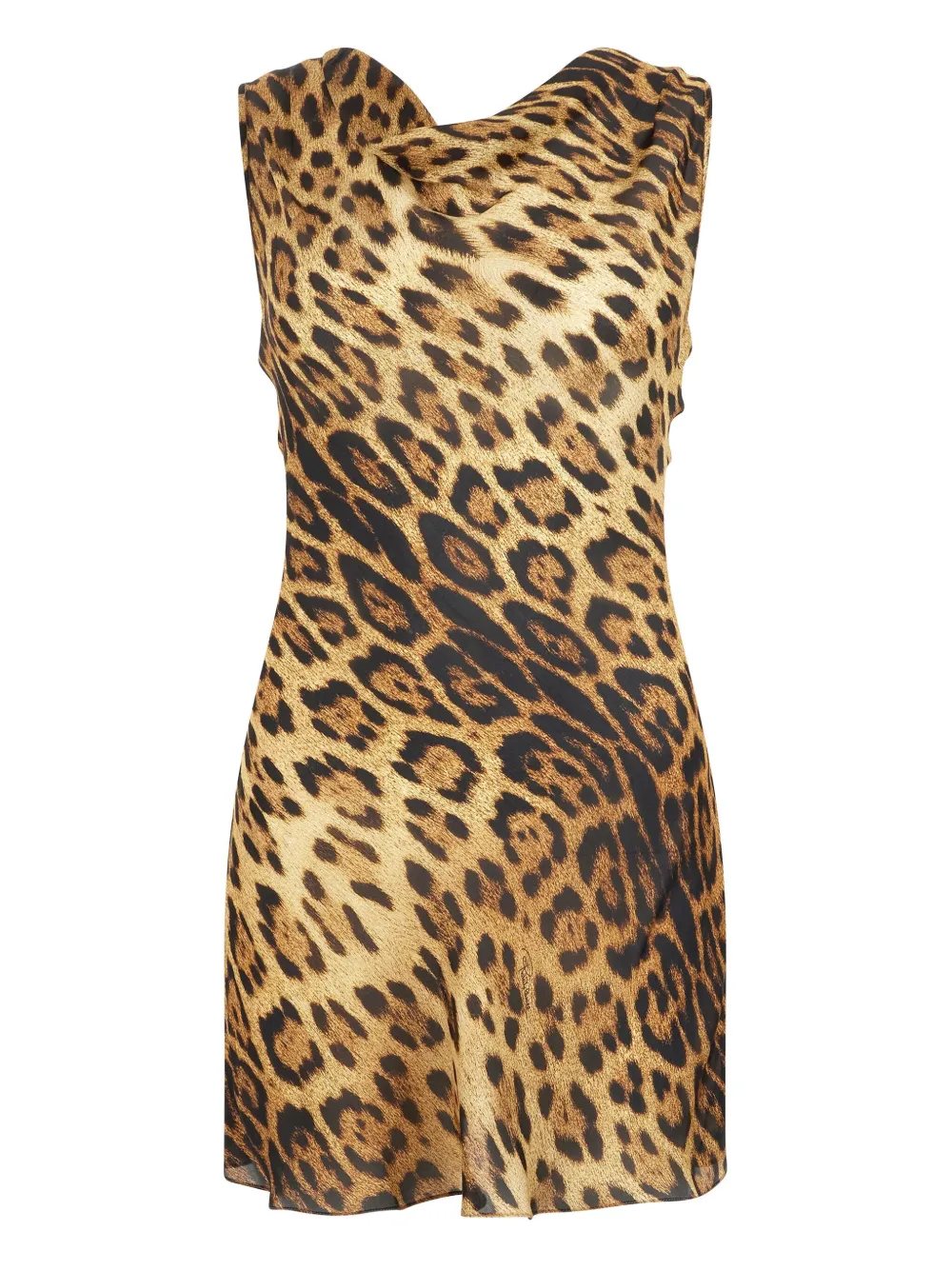 jaguar-print cowl-neck mini dress