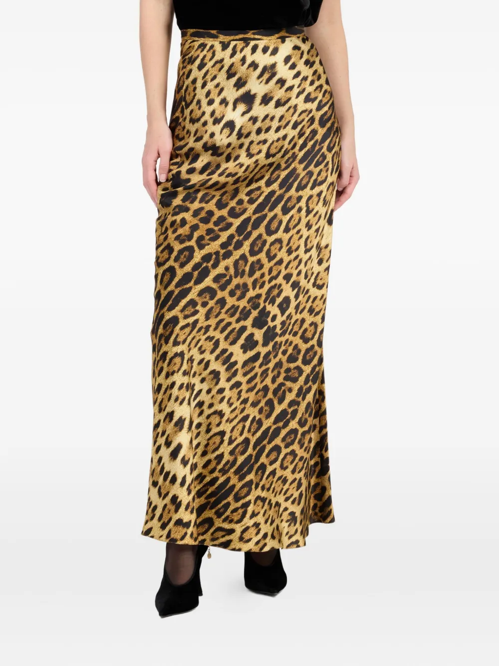 Roberto Cavalli Zijden rok met jaguarprint Bruin