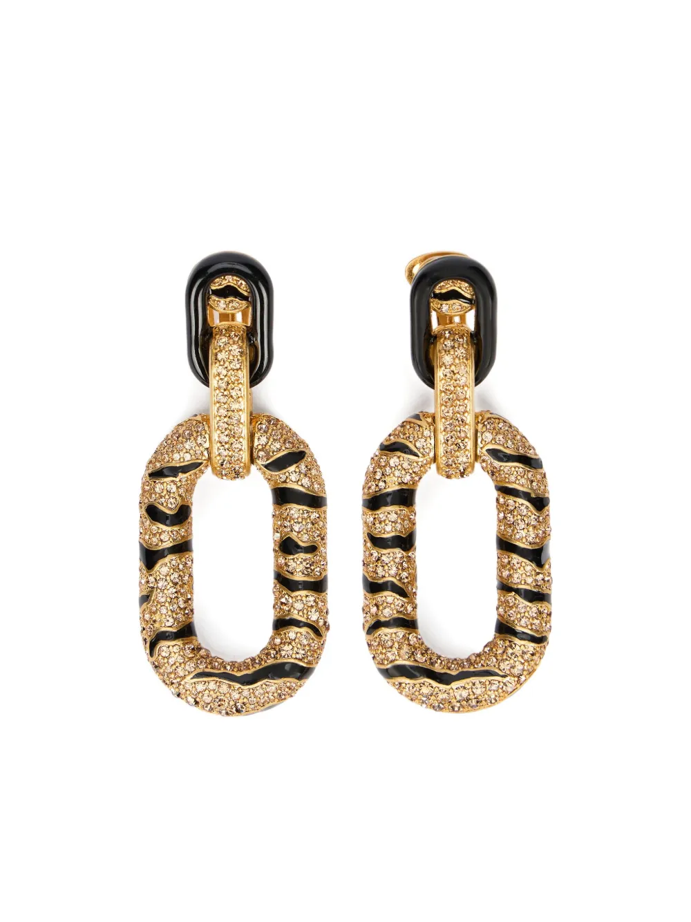 Roberto Cavalli tiger-stripes crystal-embellishment earrings | Gold | Image 1