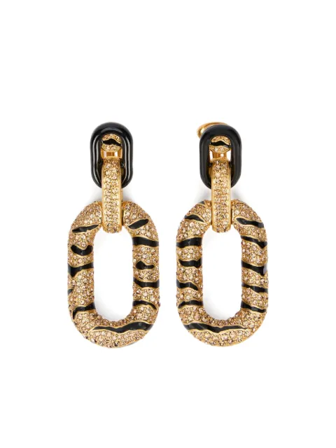 Roberto Cavalli tiger-stripes crystal-embellishment earrings