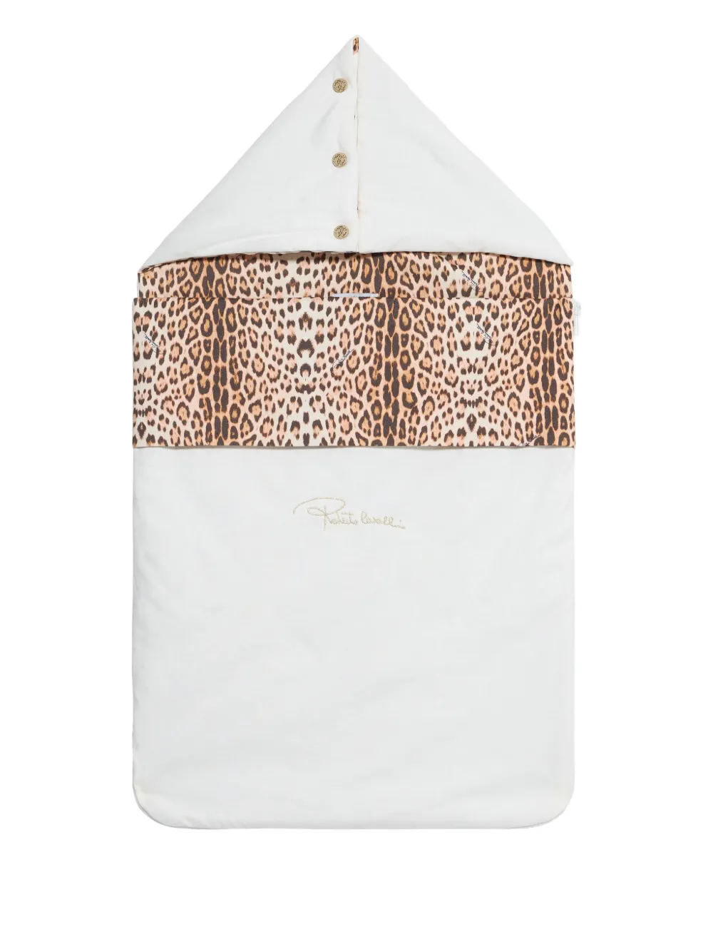 Roberto Cavalli Junior Slaapzak met capuchon en luipaardprint Wit