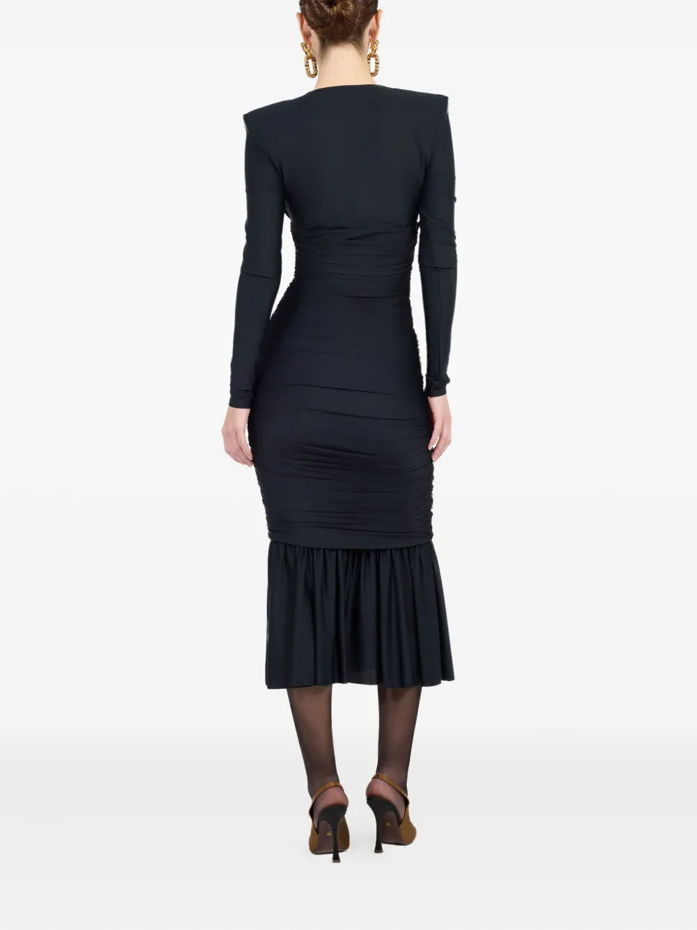 Roberto Cavalli Midi-jurk met ruches Zwart