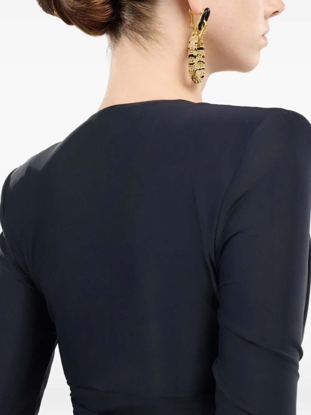 Roberto Cavalli Midi-jurk met ruches Zwart