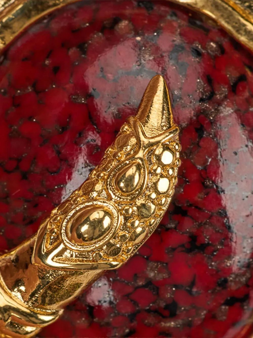Roberto Cavalli Golden Clip-on Earrings With Ruby Stone In Gold