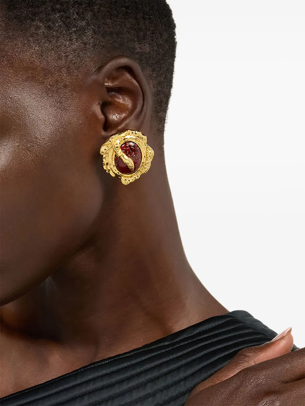 Roberto Cavalli textured-frame earrings | Gold | Image 1