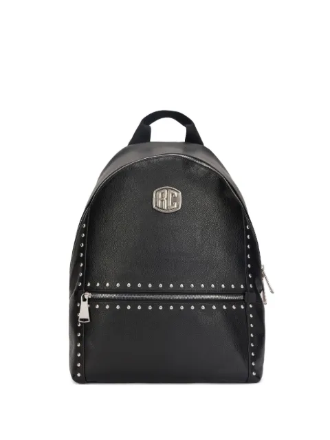 Roberto Cavalli logo-plaque studded leather backpack