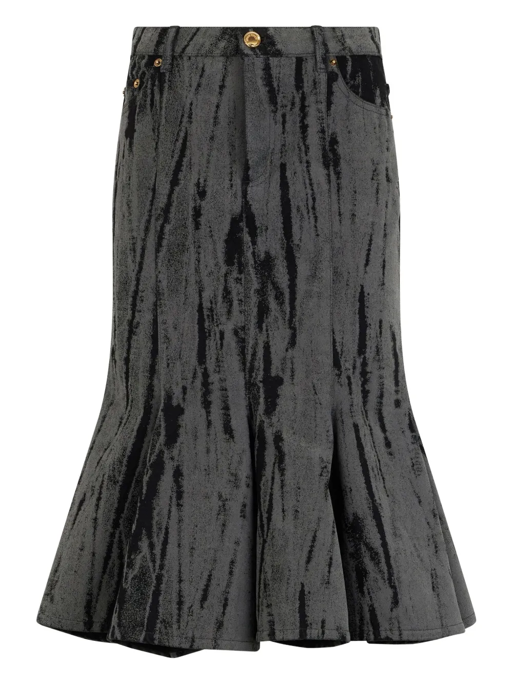 Roberto Cavalli Striated-effect Midi Skirt In Black