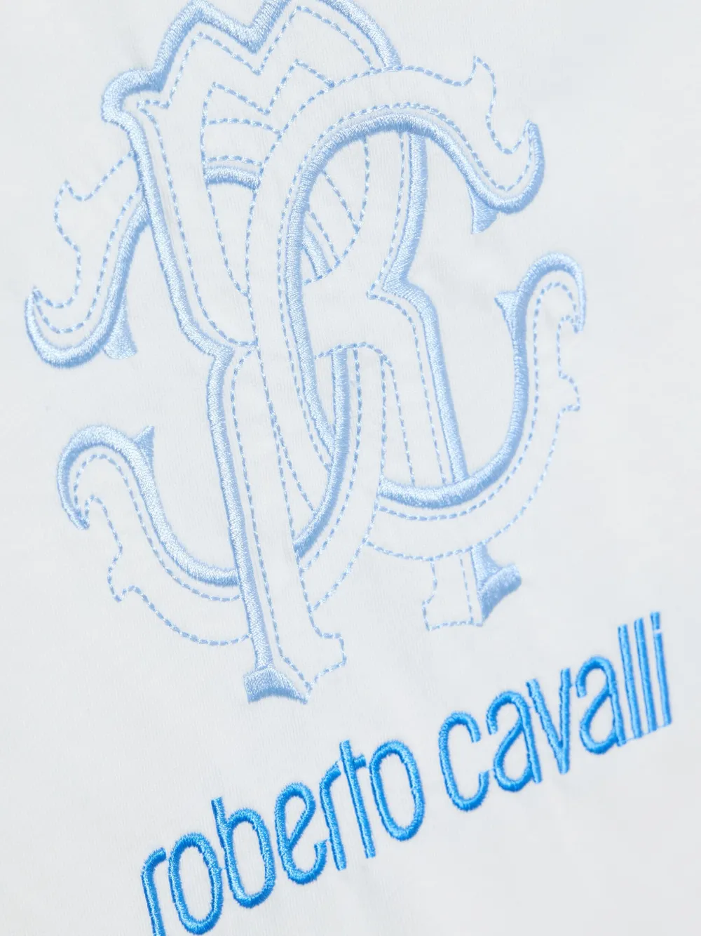 Roberto Cavalli Deken met geborduurd logo en monogram Wit
