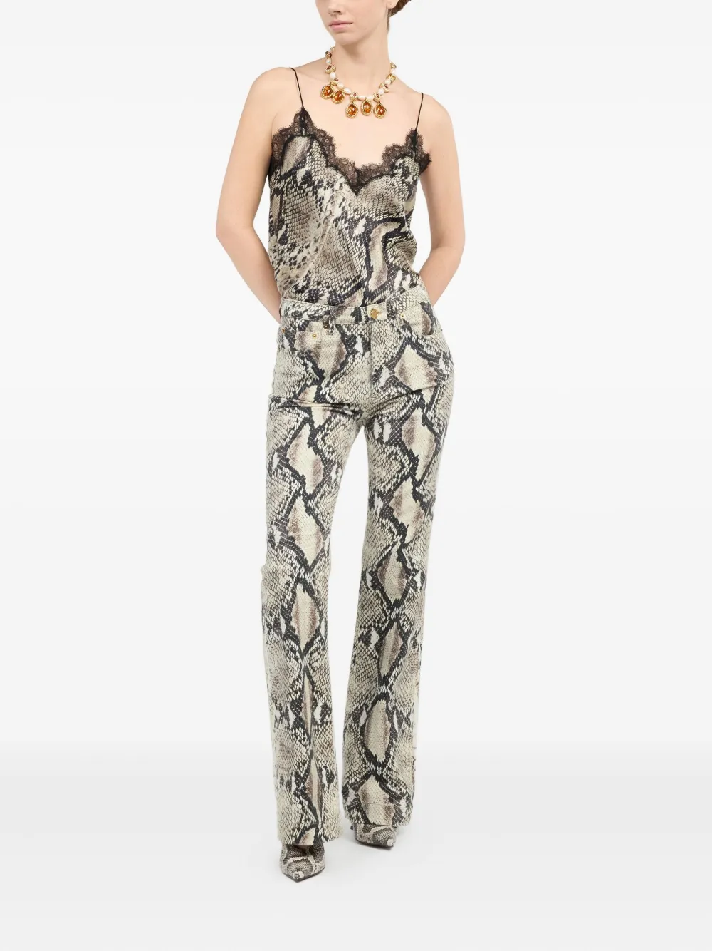 Roberto Cavalli Broek met pythonprint - Bruin