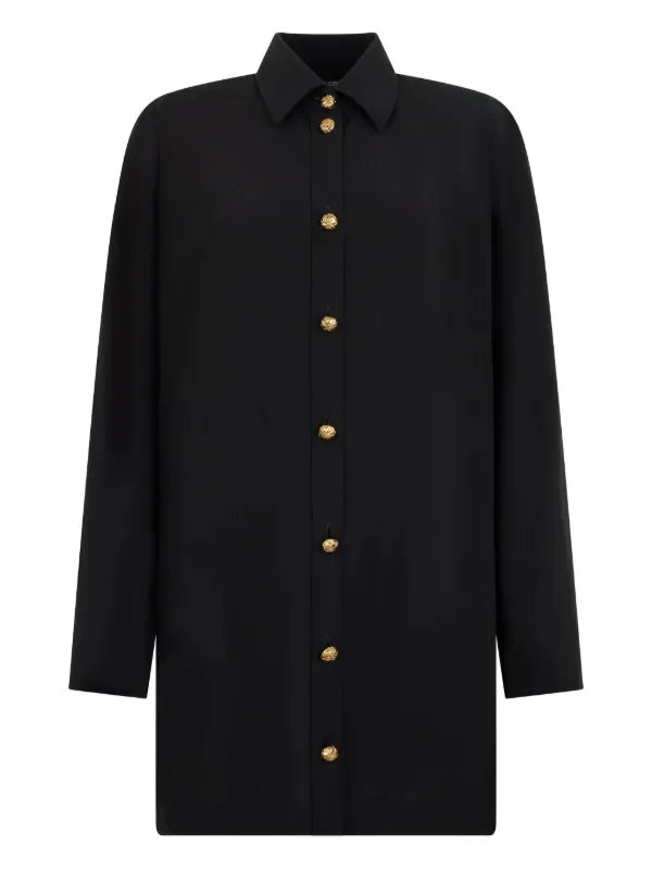 Roberto Cavalli gold-button Shirt Dress | Black | FARFETCH NZ
