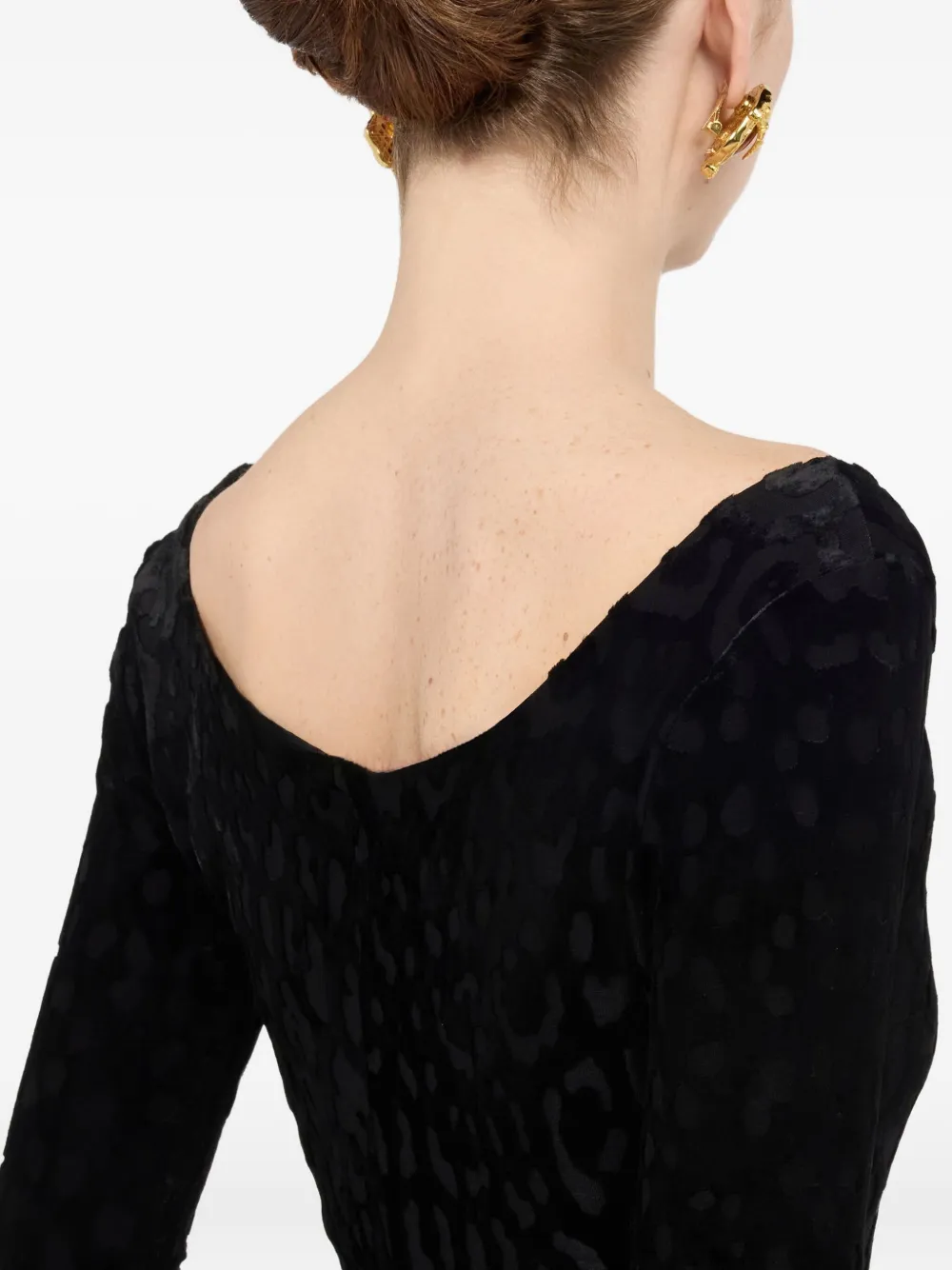 Roberto Cavalli Black Sheath Dress With Jaguar Skin Pattern In Black